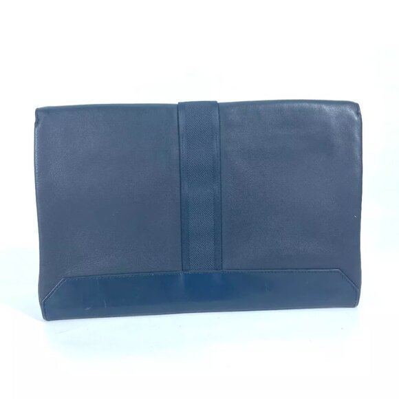 HERMES City slide pouch bag Clutch bag Leather Navy - Picture 4 of 15